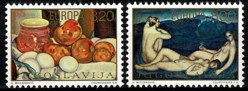 Poštové známky Juhoslávia 1975 Európa CEPT, umenie Mi# 1598-99