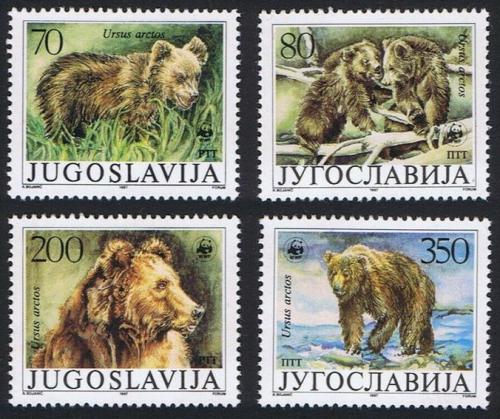 Poštové známky Juhoslávia 1988 Medvìd hnìdý, WWF Mi# 2260-63 Kat 20€