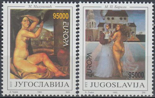 Poštové známky Juhoslávia 1993 Európa CEPT, moderní umenie Mi# 2603-04 Kat 6€