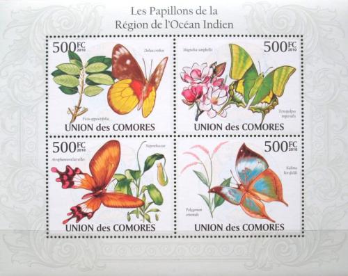 Poštové známky Komory 2009 Motýle Mi# 2667-70 Kat 9€