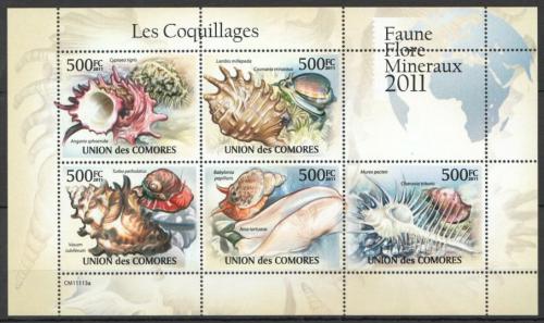 Poštové známky Komory 2011 Mušle Mi# 2959-63 Kat 12€ 