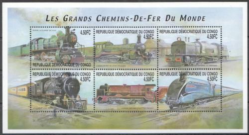 Poštové známky Kongo Dem. 2001 Lokomotívy Mi# 1539-44 Kat 8€