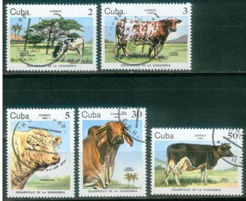 Poštové známky Kuba 1984 Krávy Mi# 2880-84