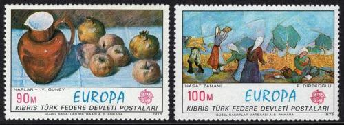 Poštové známky Cyprus Tur. 1975 Európa CEPT, umenie Mi# 23-24