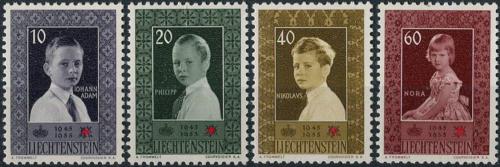 Poštové známky Lichtenštajnsko 1955 Princové TOP SET Mi# 338-41 Kat 34€