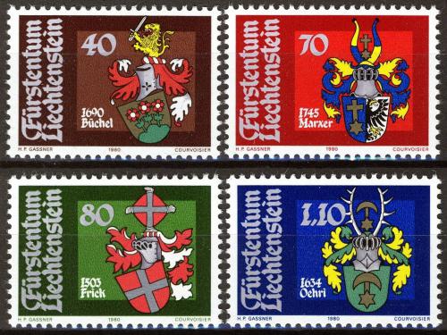 Poštové známky Lichtenštajnsko 1980 Knížecí erby Mi# 743-46 Kat 5€