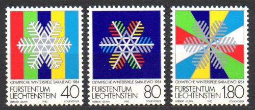 Poštové známky Lichtenštajnsko 1983 ZOH Sarajevo Mi# 834-36 Kat 5€
