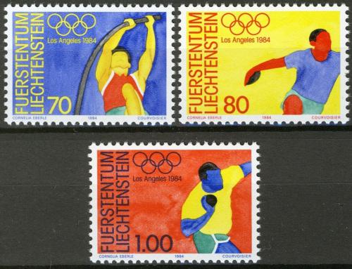 Poštové známky Lichtenštajnsko 1984 LOH Los Angeles Mi# 846-48 Kat 4.20€