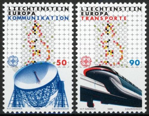 Poštové známky Lichtenštajnsko 1988 Európa CEPT, doprava a komunikace Mi# 937-38