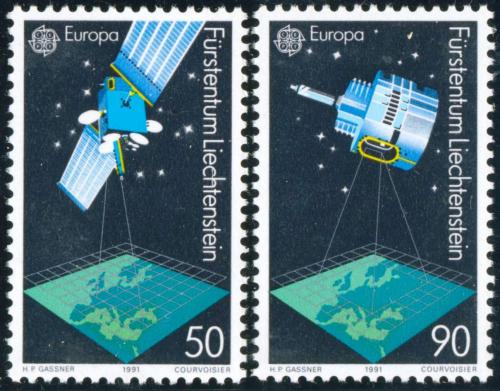 Poštové známky Lichtenštajnsko 1991 Európa CEPT, prùzlum vesmíru Mi# 1011-12