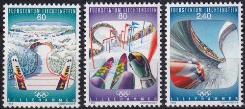 Poštové známky Lichtenštajnsko 1993 ZOH Lillehammer Mi# 1076-78 Kat 6€