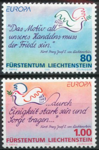 Poštové známky Lichtenštajnsko 1995 Európa CEPT, mír a svoboda Mi# 1103-04