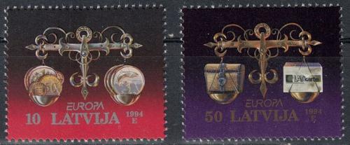 Poštové známky Lotyšsko 1994 Európa CEPT, objavy Mi# 376-77 Kat 4€