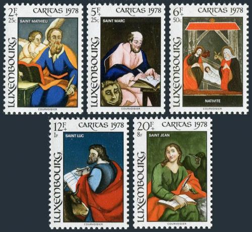 Poštové známky Luxembursko 1978 Vitráže Mi# 976-80