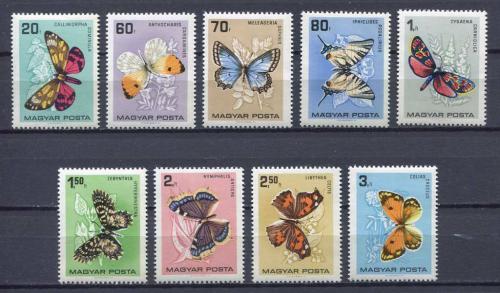 Poštové známky Maïarsko 1966 Motýle Mi# 2201-09