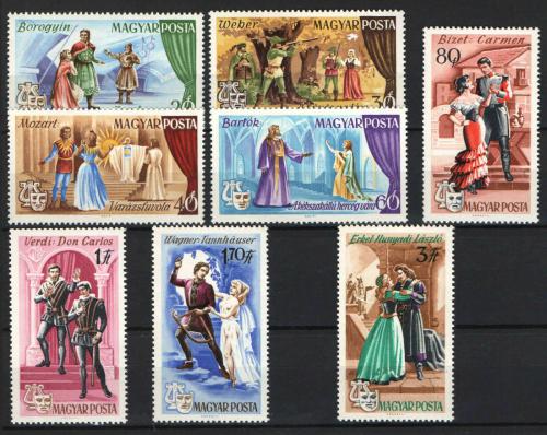 Poštové známky Maïarsko 1967 Scény z oper Mi# 2355-62