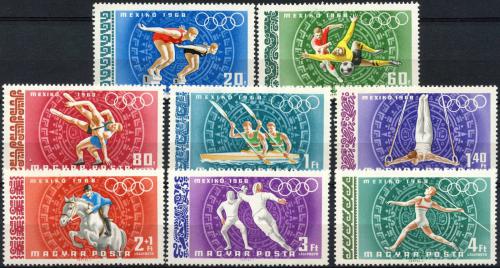 Poštové známky Maïarsko 1968 LOH Mexiko Mi# 2434-41