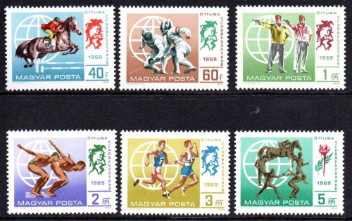Poštové známky Maïarsko 1969 Moderní pìtiboj Mi# 2537-42