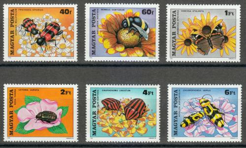Poštové známky Maïarsko 1980 Hmyz a kvety Mi# 3405-10