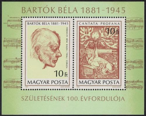 Poštové známky Maïarsko 1981 Béla Bartók Mi# Block 148