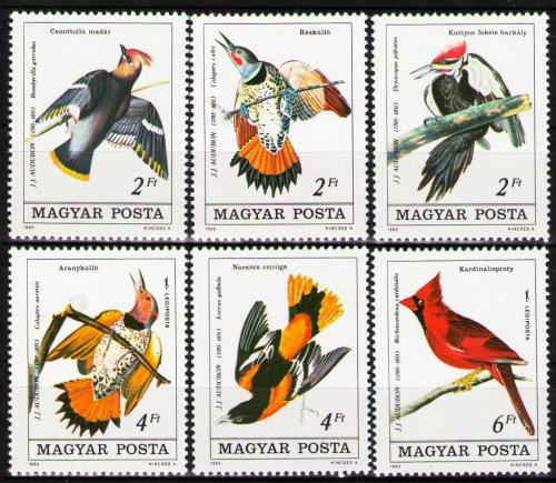 Poštové známky Maïarsko 1985 Vtáci, Audubon Mi# 3760-65 Kat 6€