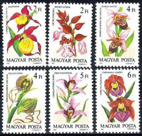 Poštové známky Maïarsko 1987 Orchideje Mi# 3922-27