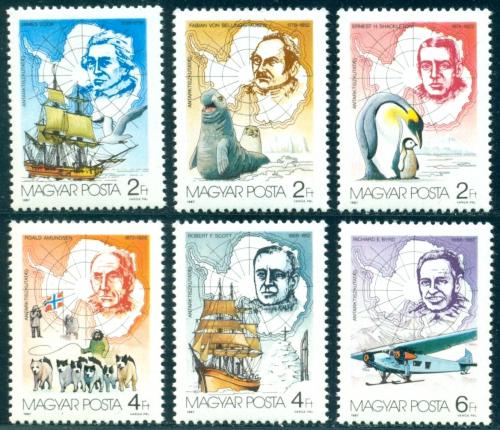 Poštové známky Maïarsko 1987 Prieskum Antarktidy Mi# 3907-12