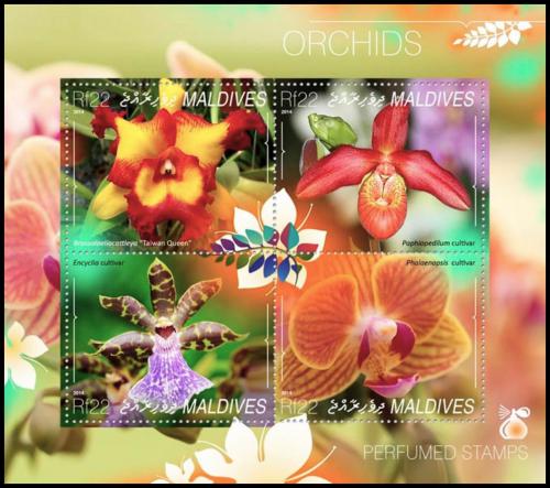 Potov znmky Maldivy 2014 Orchideje Mi# 5400-03 Kat 11 - zvi obrzok