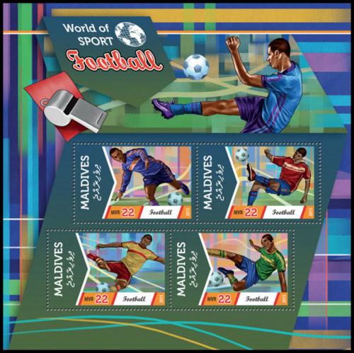 Poštové známky Maldivy 2015 Futbal Mi# 5765-68 Kat 11€