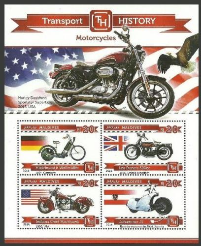 Poštové známky Maldivy 2015 Motocykle Harley Davidson Mi# 5495-98 Kat 10€