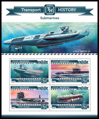 Potov znmky Maldivy 2015 Ponorky Mi# 5530-33 Kat 11 - zvi obrzok