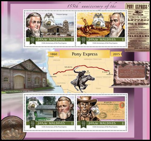 Potov znmky Maldivy 2015 Pony Express, 155. vroie Mi# 6031-34 Kat 11 