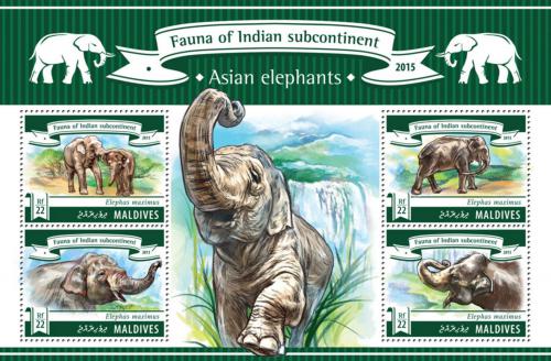 Poštové známky Maldivy 2015 Slony Mi# 5629-32 Kat 11€