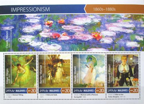 Poštové známky Maldivy 2015 Umenie, impresionismus Mi# 5966-69 Kat 10€