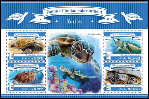 Poštové známky Maldivy 2015 Korytnaèky Mi# 5619-22 Kat 11€