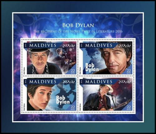 Potov znmky Maldivy 2016 Bob Dylan Mi# 6696-99 Kat 11 - zvi obrzok
