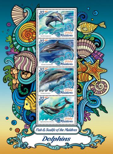 Poštové známky Maldivy 2016 Delfíny Mi# 6678-81 Kat 10€