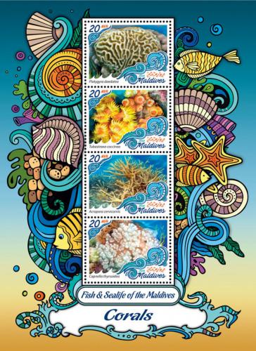 Poštové známky Maldivy 2016 Korály Mi# 6653-56 Kat 11€