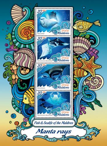 Poštové známky Maldivy 2016 Manty Mi# 6648-51 Kat 11€