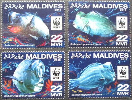 Potov znmky Maldivy 2016 Ploskozubec vysokoel, WWF Mi# 6200-03 Kat 11 - zvi obrzok
