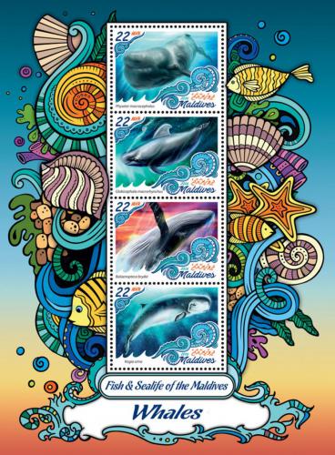 Poštové známky Maldivy 2016 Ve¾ryby Mi# 6683-86 Kat 11€