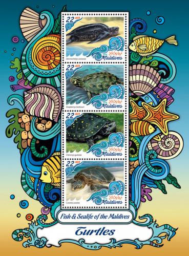 Poštové známky Maldivy 2016 Korytnaèky Mi# 6643-46 Kat 11€