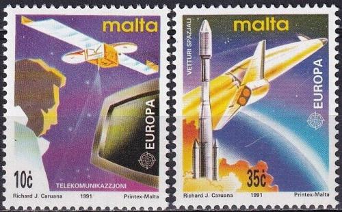 Poštové známky Malta 1991 Európa CEPT, prieskum vesmíru Mi# 854-55