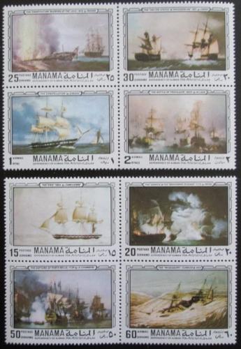 Poštové známky Manáma 1970 Umenie, lode Mi# 673-80