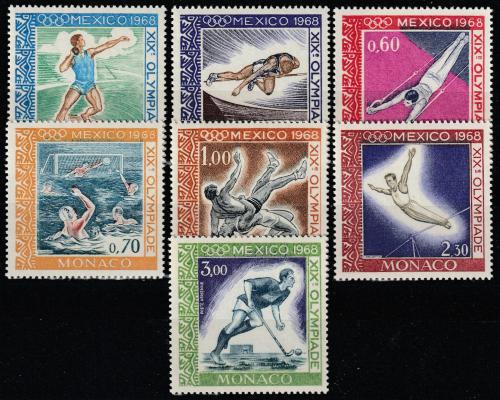 Poštové známky Monako 1968 LOH Mexiko Mi# 882-88