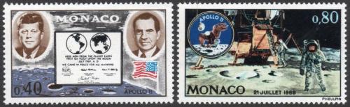 Poštové známky Monako 1970 První let na Mìsíc Mi# 974-75