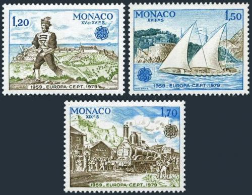 Poštové známky Monako 1979 Európa CEPT, historie pošty Mi# 1375-77 Kat 5.50€