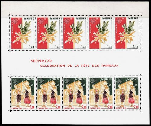 Poštové známky Monako 1981 Európa CEPT, folklór Mi# Block 17 Kat 13€