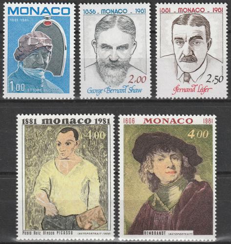 Poštové známky Monako 1981 Osobnosti Mi# 1491-95 Kat 11€