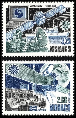 Poštové známky Monako 1991 Európa CEPT, prieskum vesmíru Mi# 2009-10 Kat 5€